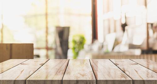 Close-up of wooden table