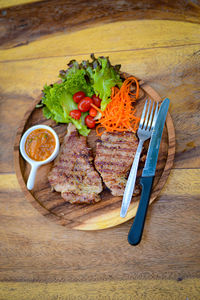 High angle view of food on table