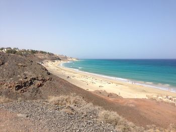 Scenic view of sea against clear sky