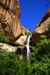 Scenic view of waterfall against clear sky