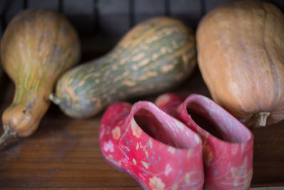 High angle view of vegetables on table