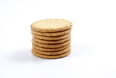 Close-up of stack against white background