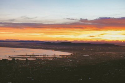 Scenic view of mountains at sunset