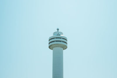 Low angle view of lighthouse against clear sky