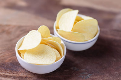 Close-up of bread in bowl on table