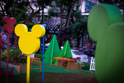 View of balloons in park