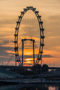 Silhouette ferris wheel against sky during sunset