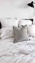 Pillows on bed at home