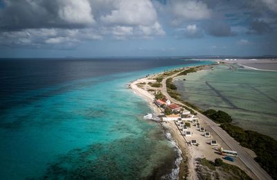 High angle view of sea against sky