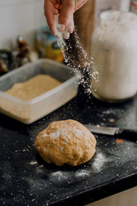 Midsection of person preparing food