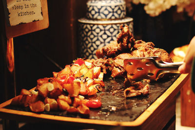 Close-up of seafood in plate on table