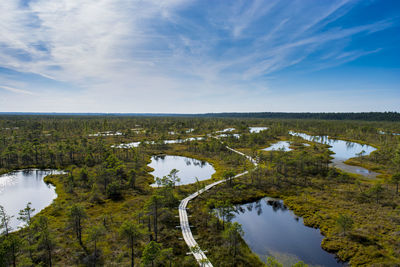 Scenic view of landscape against blue sky