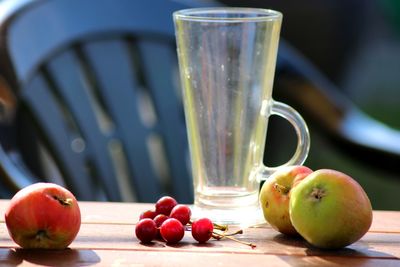 Close-up of fruits in bowl on table