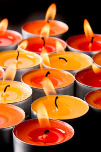 Close-up of illuminated candles