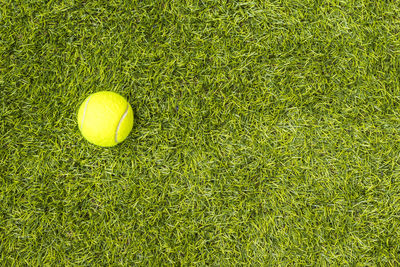 Directly above view of tennis ball on playing field