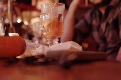 Close-up of christmas ornaments on table