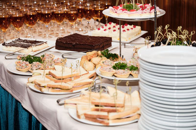 High angle view of food on table