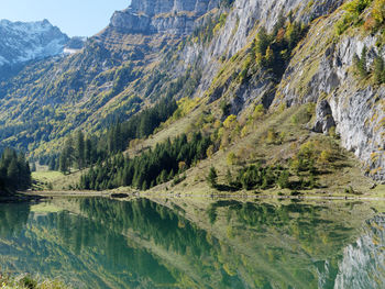 Scenic view of lake and mountains