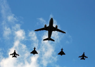 Low angle view of airplane flying in sky