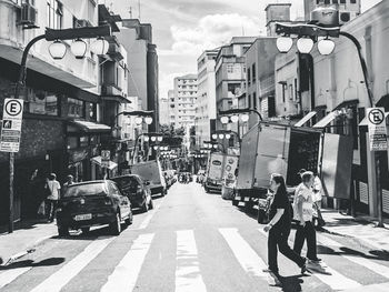 Panoramic view of city street and buildings