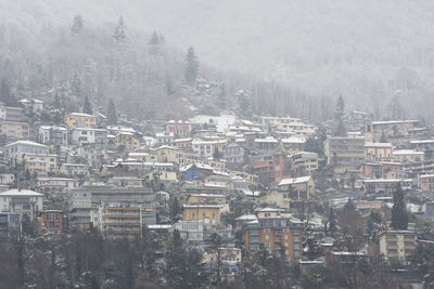 Aerial view of city during winter