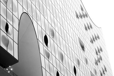 Low angle view of modern building against clear sky