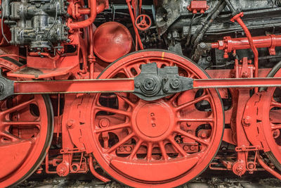 Close-up of train on railroad track