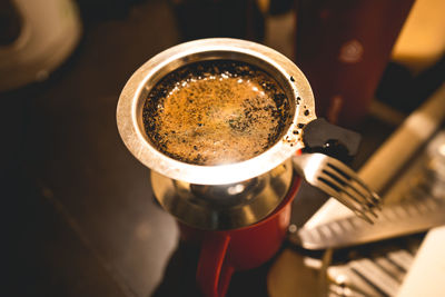 Close-up of coffee on table