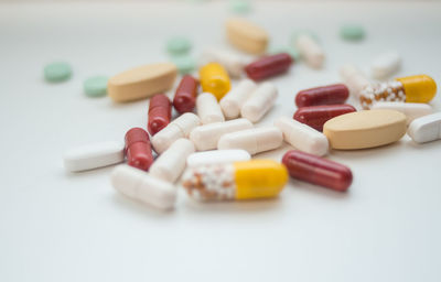 Close-up of objects over white background
