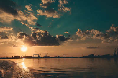 Scenic view of sea against sky during sunset