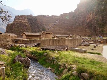 View of old ruins on mountain