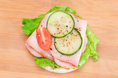 High angle view of food on table
