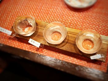 High angle view of coffee on table