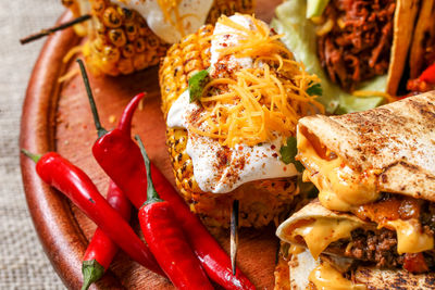 Close-up of food in plate on table