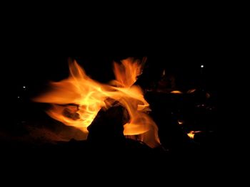 Close-up of bonfire at night