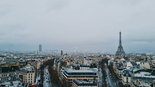 High angle view of cityscape against sky