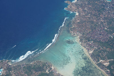 High angle view of surf on beach