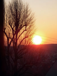 Silhouette bare tree against sky during sunset