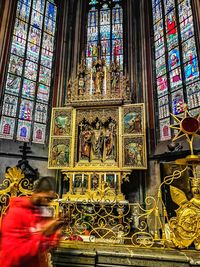 Low angle view of glass window in building