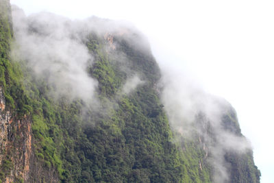 Scenic view of waterfall against sky