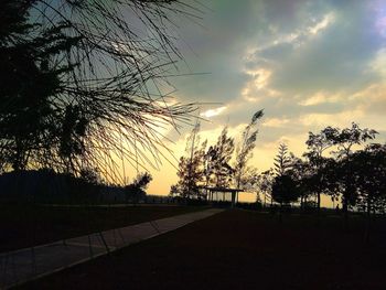 Silhouette trees against sky during sunset