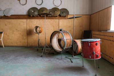 Close-up of drum in room