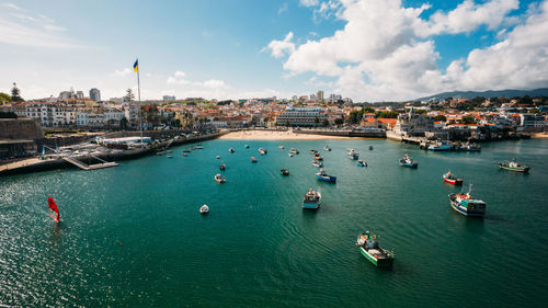 Aerial view of cascais bay, portugal