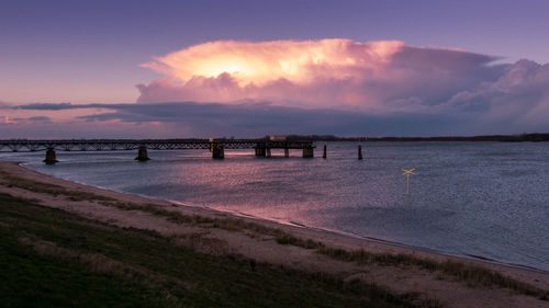 Scenic view of sea against sky during sunset