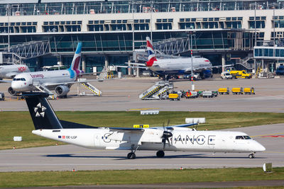 View of airplane on airport runway