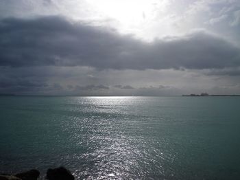 Scenic view of sea against cloudy sky