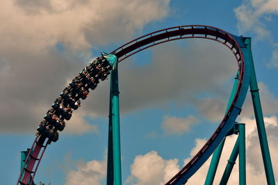 Low angle view of rollercoaster against sky