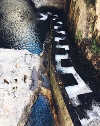 High angle view of graffiti on wall