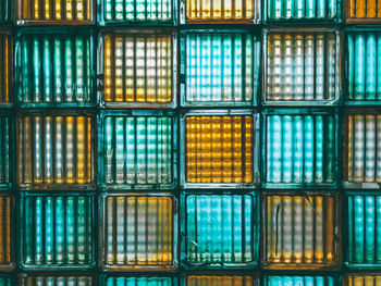 Full frame shot of multi colored glass window