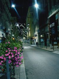 Illuminated street at night